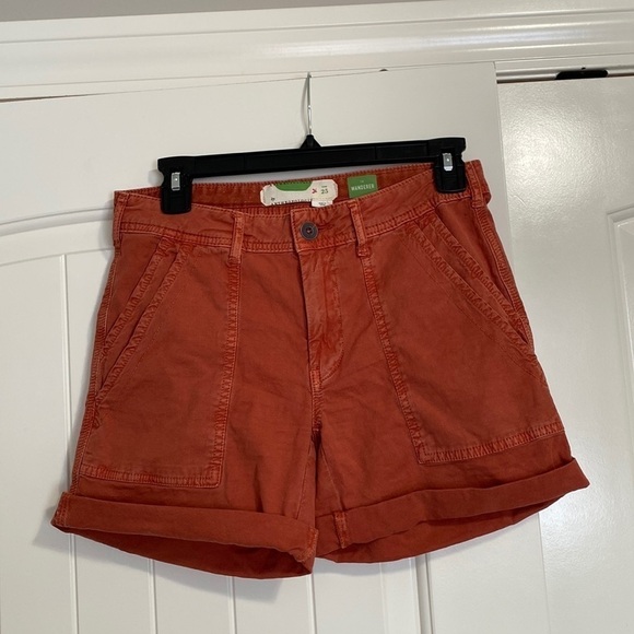Anthropologie The Wanderer Cargo Shorts Pockets Orange Red Sz 25 - Picture 3 of 12